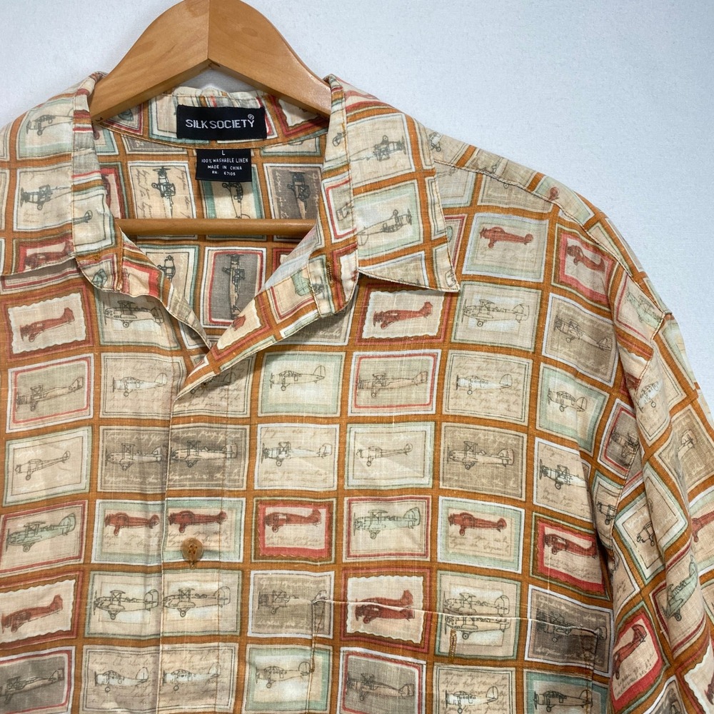 Men's Casual Button-Down Shirt - Multi Tan Plaid Print